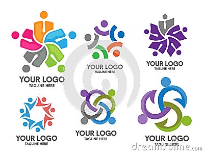 People social community logo set Vector Illustration