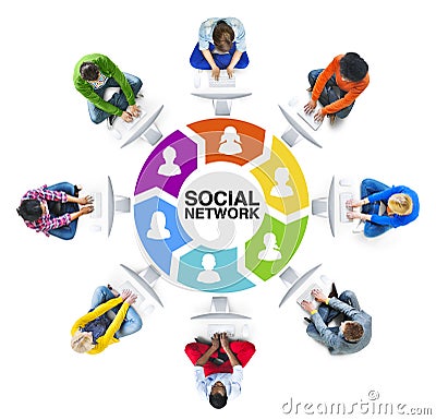 People Social Networking and Computer Network Concepts Stock Photo