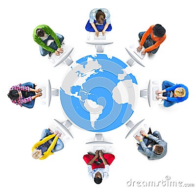 People Social Networking and Computer Network Concepts Stock Photo