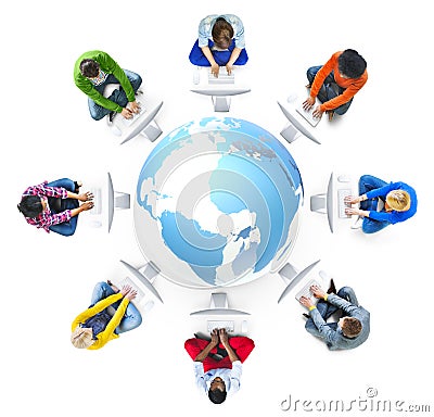 People Social Networking and Computer Network Concepts Stock Photo