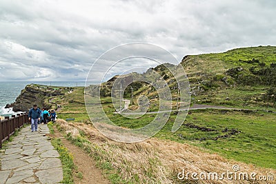 People at the Songaksan Mountain on Jeju Island Editorial Stock Photo