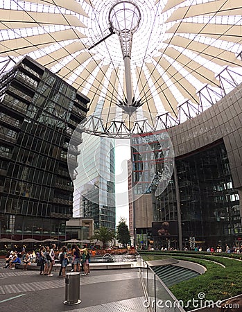 People at the Sony Center in Berlin Editorial Stock Photo