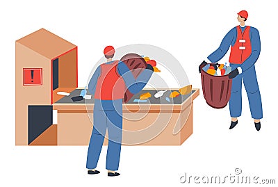 People sorting garbage in recycling factory vector Vector Illustration