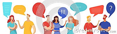 People with speech bubbles vector characters set Vector Illustration