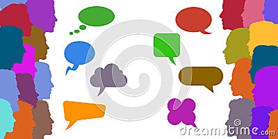 People speech, discussion, meeting, dialogue concept - vector Vector Illustration