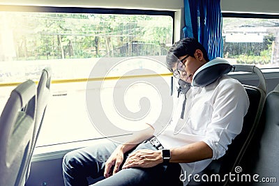 people spend a long time in the bus it be lifestyle Stock Photo