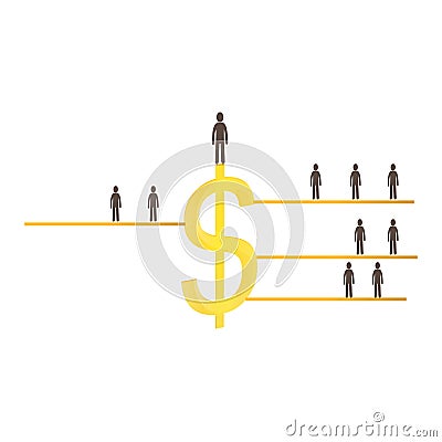 People on the stairs and dollar sign Stock Photo