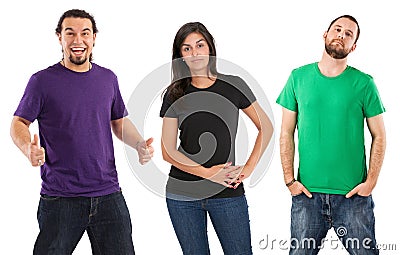 People standing with blank shirts Stock Photo