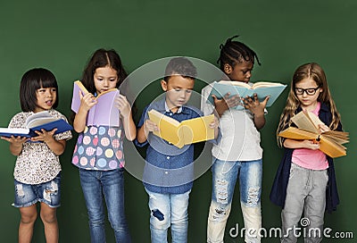 People standing and holding recycle buckets Stock Photo