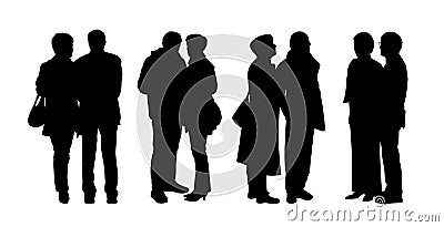 People standing outdoor silhouettes set 28 Stock Photo