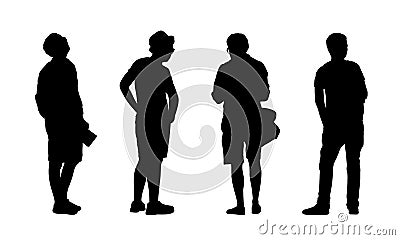 People standing outdoor silhouettes set 19 Stock Photo