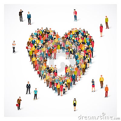 People are standing in the shape of heart Vector Illustration