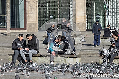 People Stay To Close At The Dam Square During The Coronavirus Outbreak At Amsterdam The Netherlands 2020 Editorial Stock Photo