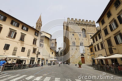 People on the street of the ancient Italian city Florence. Florence Editorial Stock Photo