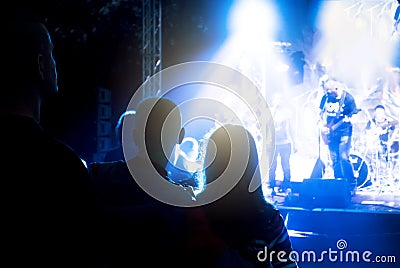 People at a street concert in the evening Editorial Stock Photo