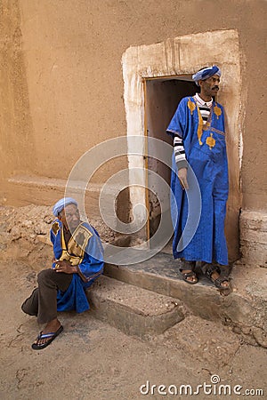 People on the streets in Kasbah Ait Ben Haddou in the Atlas Mountains, Morocco. Editorial Stock Photo