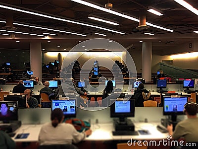 People studying inside Toronto Reference public library computer lab Editorial Stock Photo