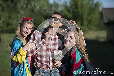 People in the style of the nineties Stock Photo