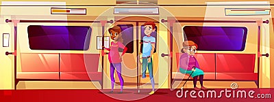 People in subway train vector illustration Vector Illustration