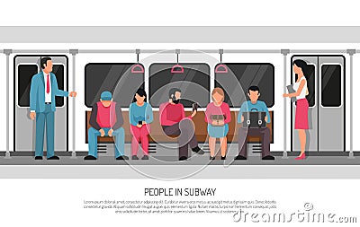 People Subway Transport Poster Vector Illustration