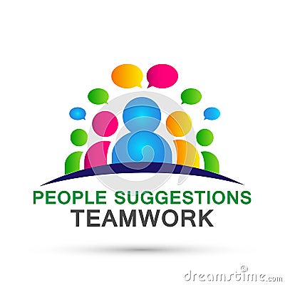 People suggestions team work logo partnership education celebration group work people icon vector designs on white background Stock Photo