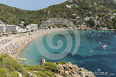 People sunbathing at Ibiza beach Editorial Stock Photo