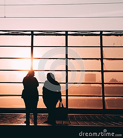 People sunset silhouette Stock Photo