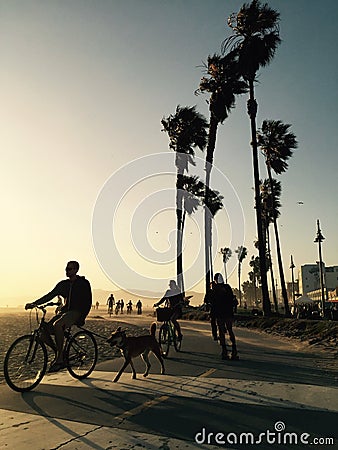 People at sunset in southern California Editorial Stock Photo