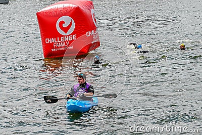 People swim at Challenge London Editorial Stock Photo