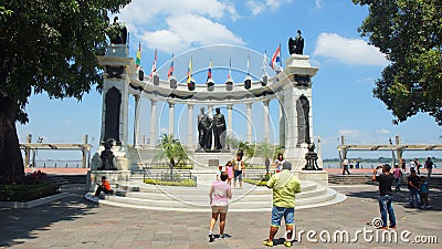 People taking pictures at the Hemiciclo de la Rotonda Editorial Stock Photo