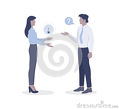 People talk and sharing ideas. Business people chatting. Vector Illustration