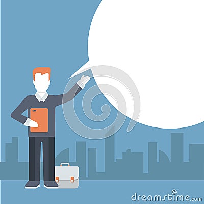 People talking message comic flat template vector businessman Vector Illustration