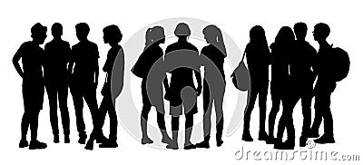 People talking to each other silhouettes set 6 Vector Illustration