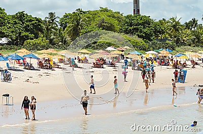 People at Tambau Beach, Joao Pessoa Brazil Editorial Stock Photo