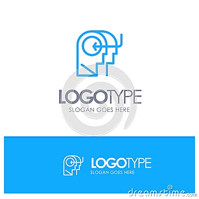 People, Teaching, Head, Mind Blue Outline Logo Place for Tagline Vector Illustration