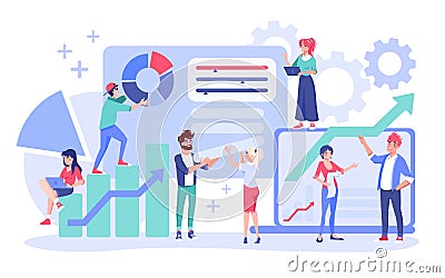 People team business workflow management process Vector Illustration