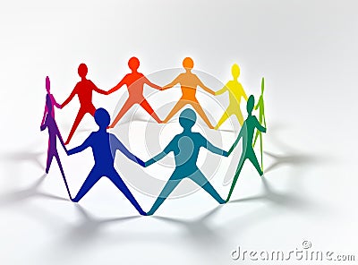 People team in circle chain Stock Photo