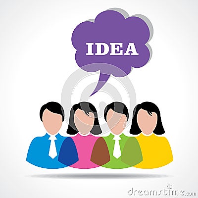 People team with idea message bubble Vector Illustration