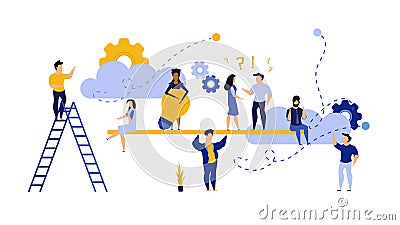 People teamwork idea vector illustration. Business work balance exercise harmony. Time investment concept background. Team mind Vector Illustration