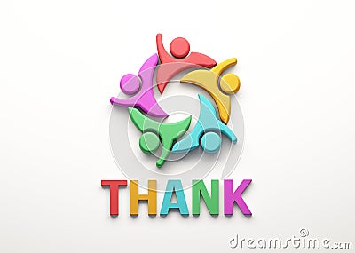 Thank People Group. 3D Render Illustration Stock Photo