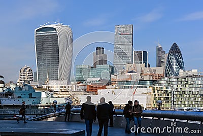 People on the Themes embankment Editorial Stock Photo
