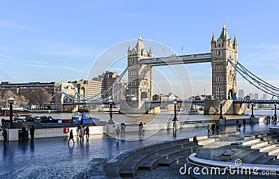 People on the Themes Victoria embankment Editorial Stock Photo