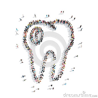 People in theshape of a tooth, dentistry. Stock Photo