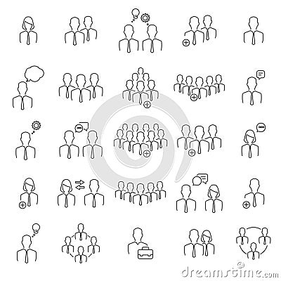 People thin line icons vector Vector Illustration