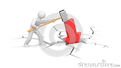 People to hammer the red arrow in the ground Cartoon Illustration