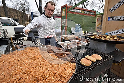 People trade food in annual traditional crafts fair Editorial Stock Photo