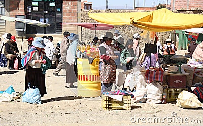 People trade at the street market in El Alto, La Paz, Bolivia Editorial Stock Photo
