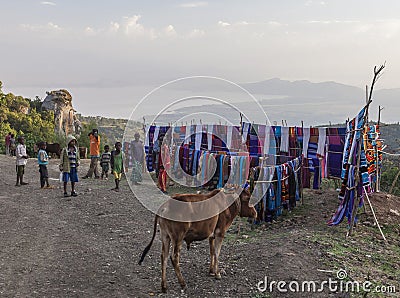 People at traditional Dorze market. Hayzo Village. Dorze. Ethiopia. Editorial Stock Photo