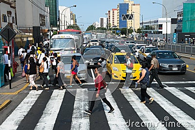 People, Traffic, Lima Peru Travel. Editorial Stock Photo