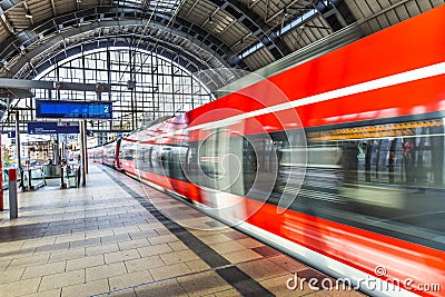 People travel at Alexanderplatz subway station in Berlin Editorial Stock Photo